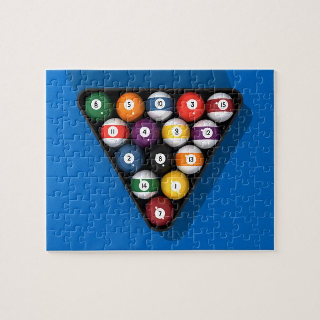 Puzzle Rompecabezas: Las bolas de billar con la cara azul (Horizontal)