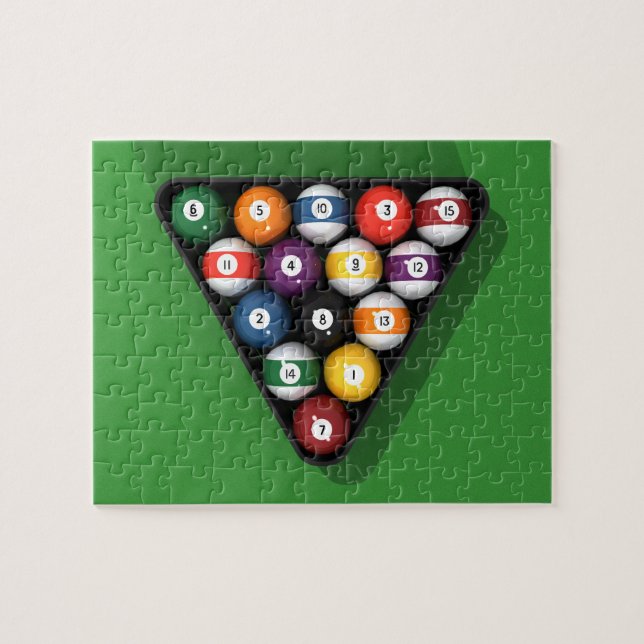 Puzzle Rompecabezas: Las bolas de billar con la cara verd (Horizontal)