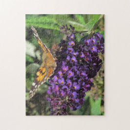 Puzzle Rompecabezas: mariposa en la flor morada