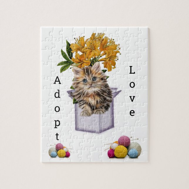 Puzzle Rompecía gatito Adopta a Gato Yarn (Vertical)