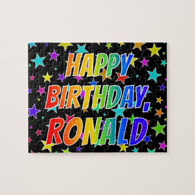 Puzzle "RONALD" Nombre, Divertido "FELIZ CUMPLEAÑOS" (Horizontal)