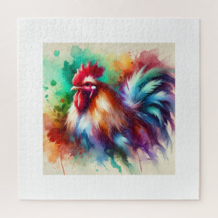 Puzzle Rooster in Watercolor Art 170724AREF138 - Watercol