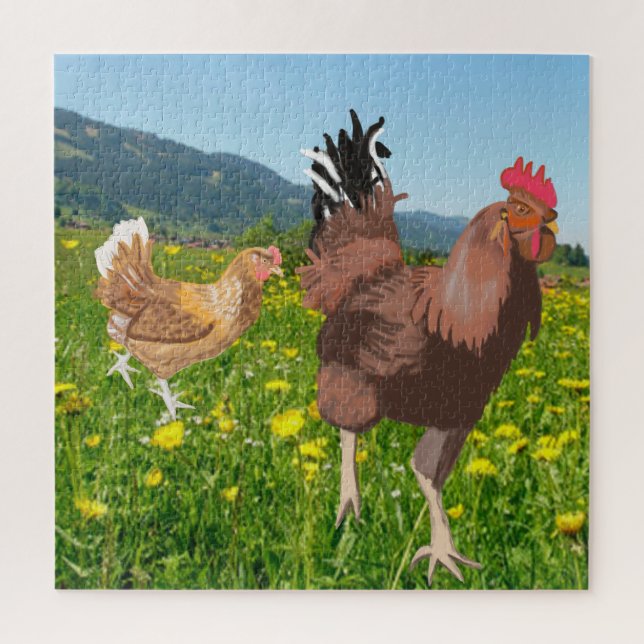 Puzzle Rooster y pollo 3 (Vertical)