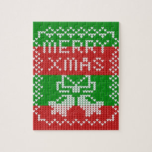 Puzzle Ropa de jingle de patrón de suéter feo Hilo de nav
