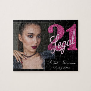 Puzzle Rosa 21 y legal   Foto de cumpleaños 21 moderna