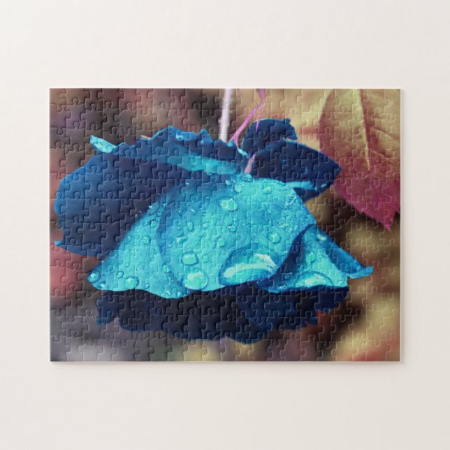 Puzzle Rosa azul agudo Lluvia Lluvia Flor Resumen (Horizontal)