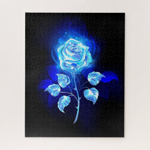 Puzzle Rosa azul en llamas