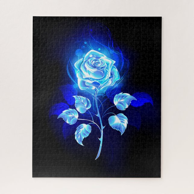Puzzle Rosa azul en llamas (Vertical)