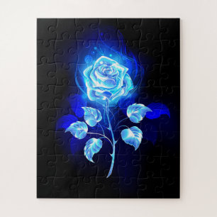 Puzzle Rosa azul en llamas