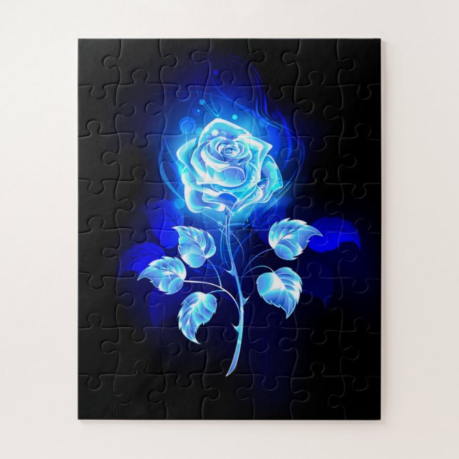 Puzzle Rosa azul en llamas (Vertical)