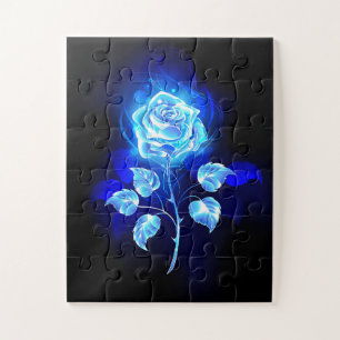 Puzzle Rosa azul en llamas