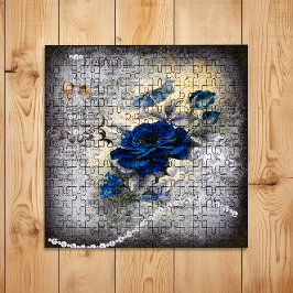 Puzzle Rosa azul oscuro victoriano Ephemera
