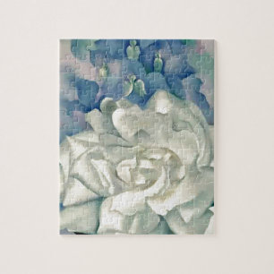 Puzzle Rosa blanco y Larkspur del atontamiento Georgia
