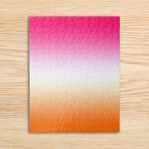Puzzle Rosa Brillante Moderno Blanco y Ombre Naranja