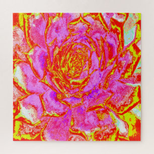Puzzle Rosa Caliente, Rojo y Amarillo Suculento Sedum Ros