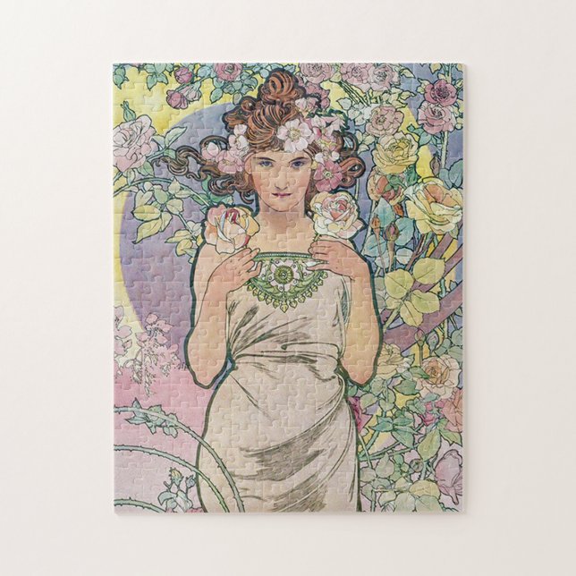 Puzzle Rosa (Cuatro Flores), Alphonse Mucha (Vertical)