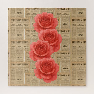 Puzzle Rosa de época sobre papel antiguo