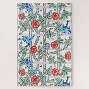 Puzzle Rosa de escalada y pequeño pájaro, William Morris