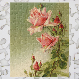 Puzzle Rosa de jardín victoriana rosa vintage del día de