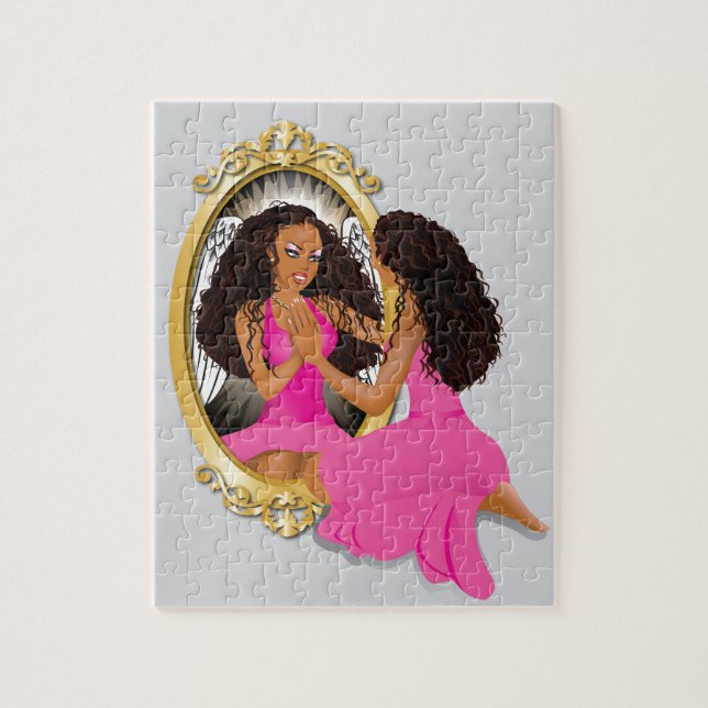 Puzzle Rosa de la reflexión de la mujer (Vertical)
