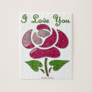 Puzzle Rosa de plantilla rosa te amo