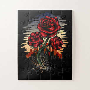 Puzzle Rosa en ascenso
