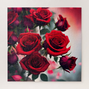 Puzzle "Rosa escarlata florece: un Bouquet de pasión"