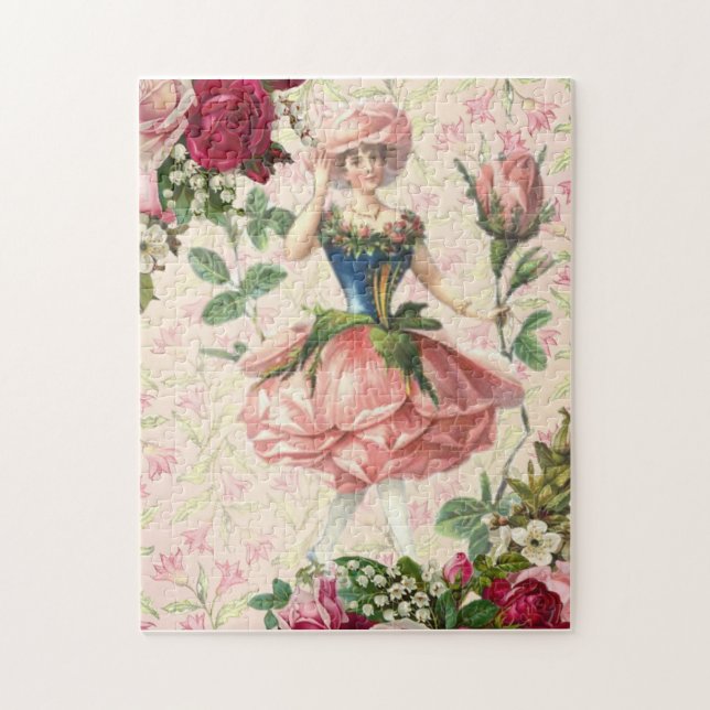 Puzzle Rosa floral vintage Fantasía láctea (Vertical)