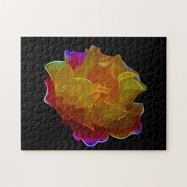 Puzzle Rosa fractal de color arcoiris (Horizontal)