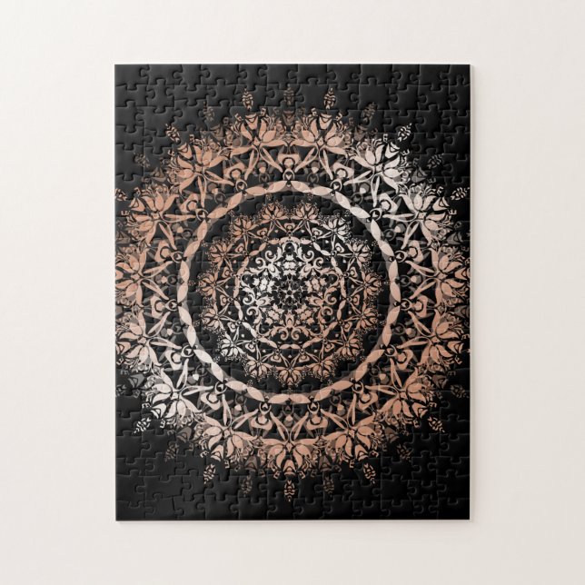 Puzzle Rosa Gold Black Floral Mandala (Vertical)