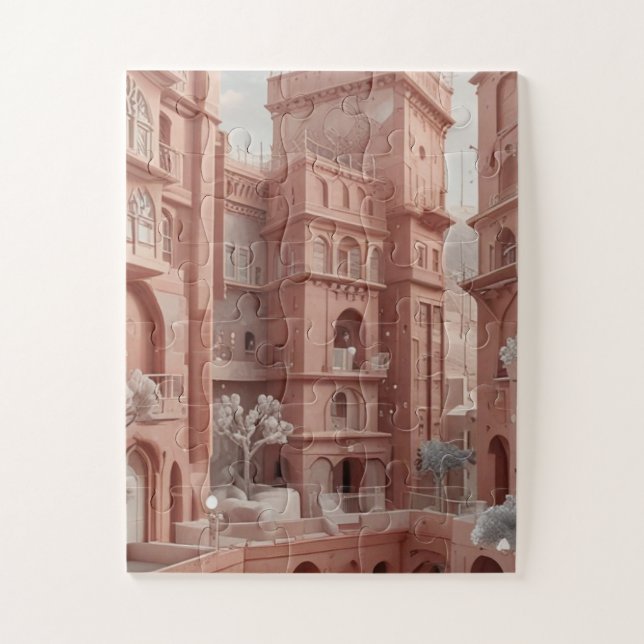 Puzzle Rosa Hued Sana'a Dreamscape Ai (Vertical)