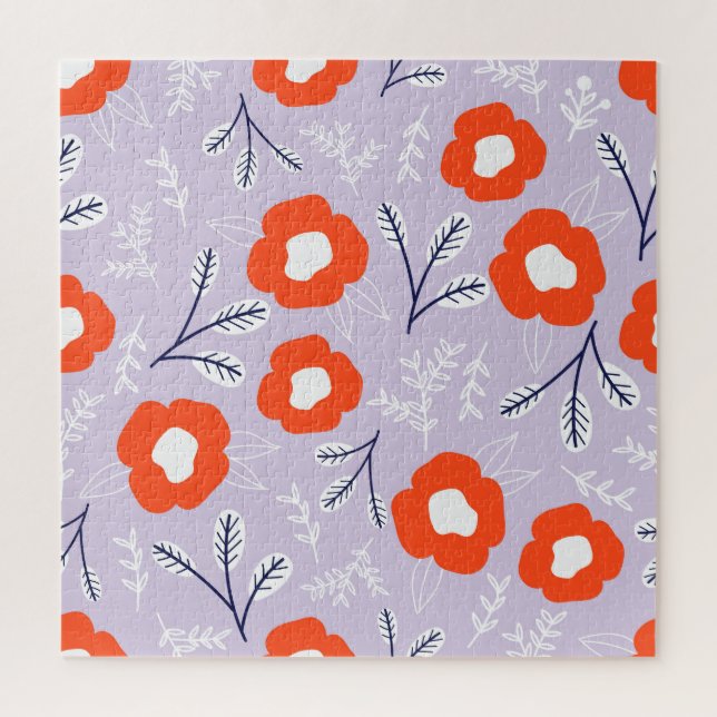 Puzzle Rosa Pastel Botánico: Patrón Floral (Vertical)