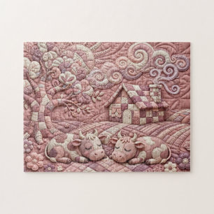 Puzzle Rosa Polvorienta Escena Pastoril de Parche Quiltad