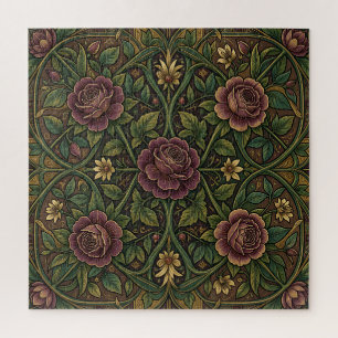 Puzzle Rosa Púrpura Ornamentada Estilo William Morris Flo