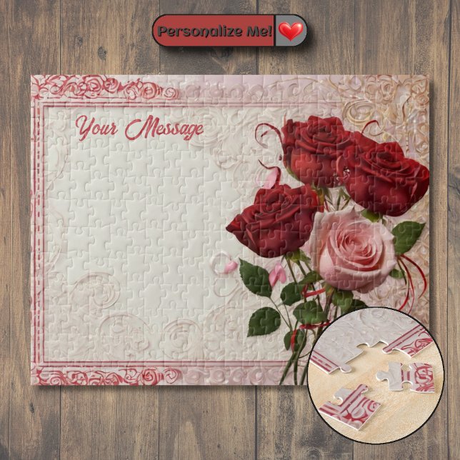 Puzzle Rosa Roja Personalizable (Customizable Red Rose Jigsaw Puzzle)