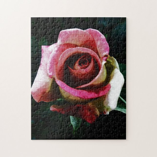 Puzzle Rosa roja pintada de petróleo (Vertical)