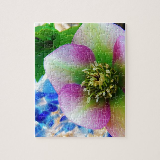 Puzzle Rosa rosa de Cuaresma bola de vidrio azul (Vertical)