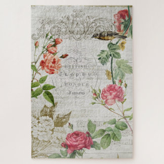 Puzzle Rosa rosa rosa vintage y tipografía efemera