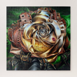 Puzzle Rosa Steampunk con cara surrealista - Flor mecánic