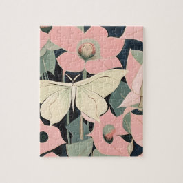 Puzzle Rosa y Crema - Luna Moth y Moonflowers