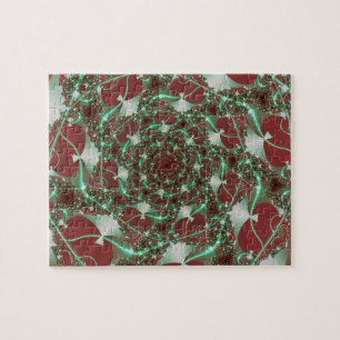 Puzzle Rosas   Arte fractal rojo y verde