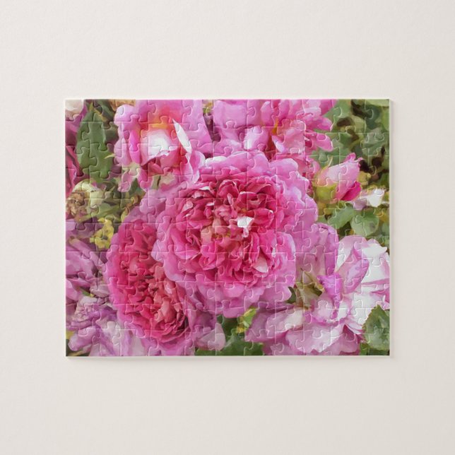 Puzzle Rosas color agua rosa (Horizontal)