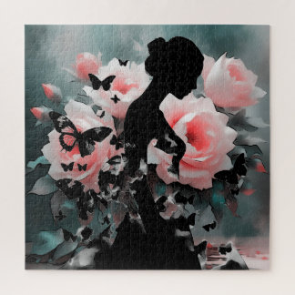 Puzzle Rosas de jardín Bailarina y Mariposas Arte Etéreo