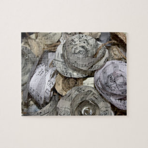 Puzzle Rosas de papel de manuscritos musicales rompecabez