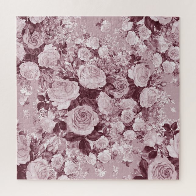 Puzzle Rosas de té: Patrón de Bouquet acuarela. (Vertical)