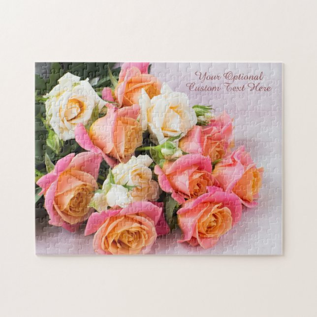 Puzzle Rosas de texto personalizado (Horizontal)