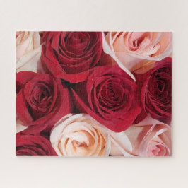 Puzzle Rosas en flor rosa pálido y rojo 16x20 520 pieza