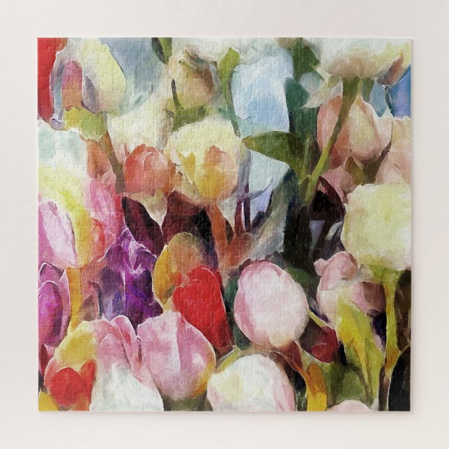 Puzzle Rosas modernos Tulips Bouquet: Resumen de pintura  (Vertical)