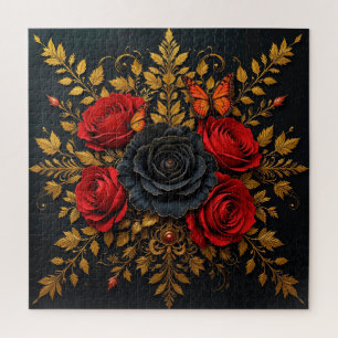 Puzzle Rosas Negras Rojas Regalo Para Amantes de las Flor