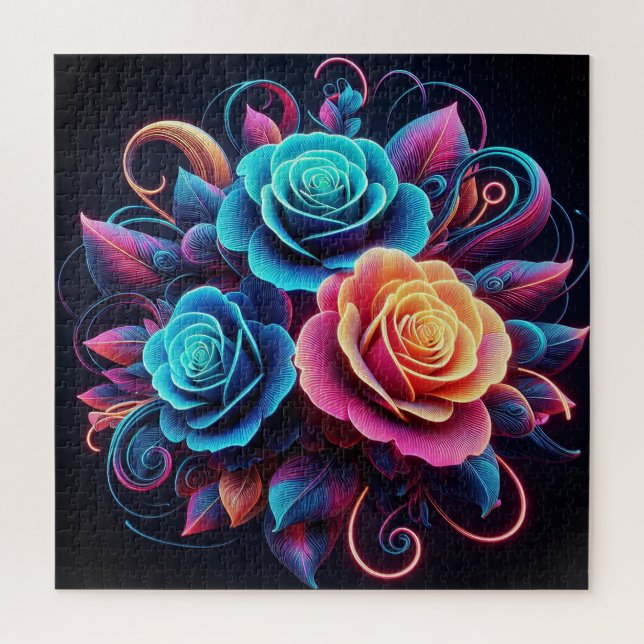 Puzzle Rosas Neon (Vertical)